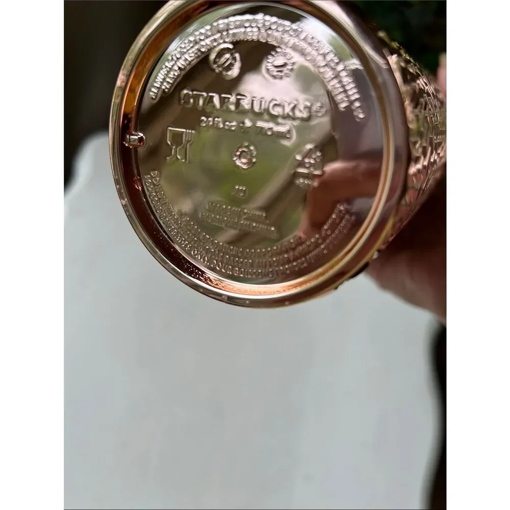 Starbucks Metallic Rose Gold Studded Tumbler with Straw